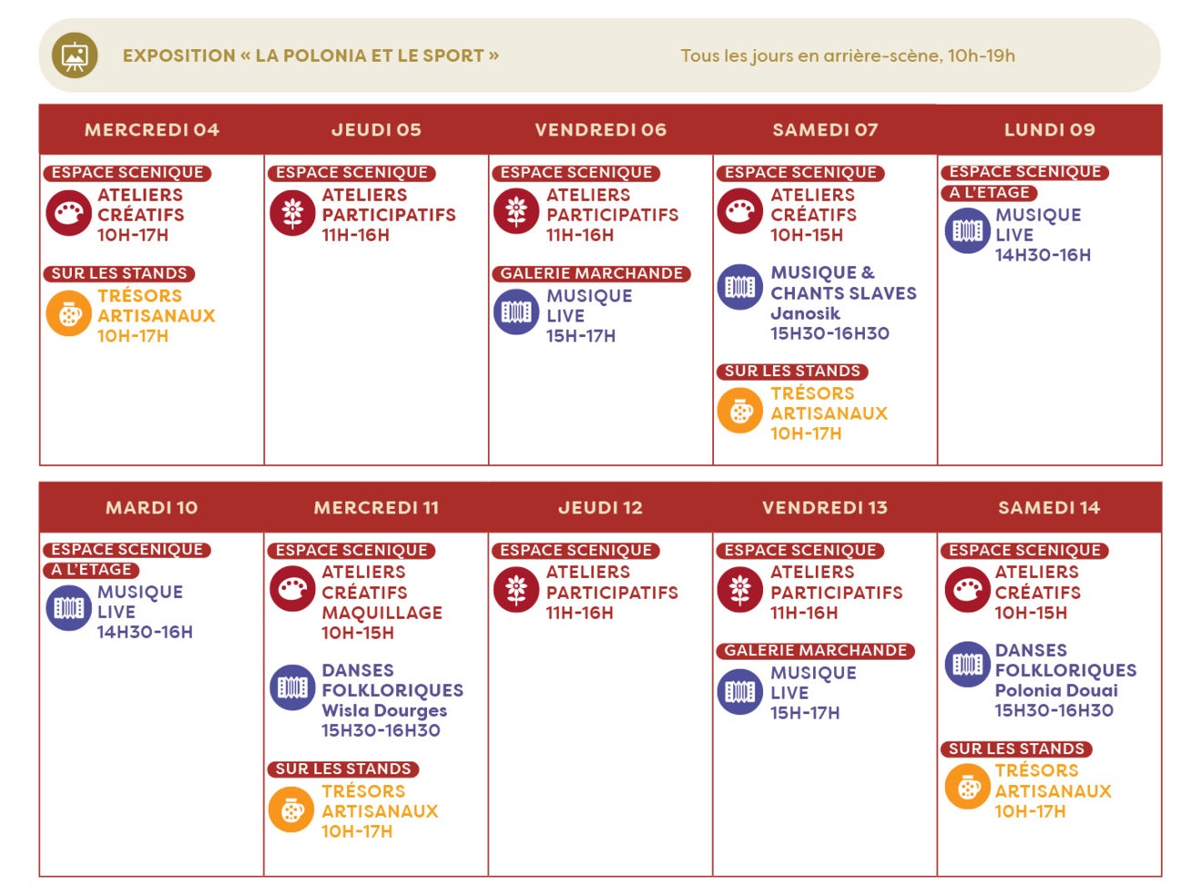 Planning Semaine Polonaise| Aushopping Noyelles